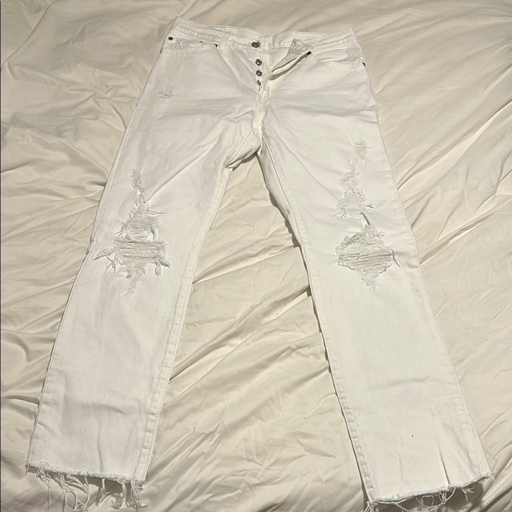 Levi's White Straight Leg Jeans for Women
